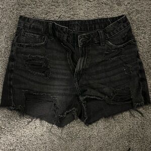 American Eagle Outfitters Black Ripped Jean Shorts